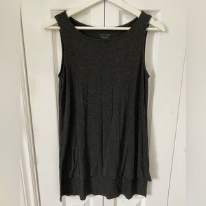 Eileen Fisher stretch Italian Viscose Jersey tank top Stepped Hem Charcoal XXS
